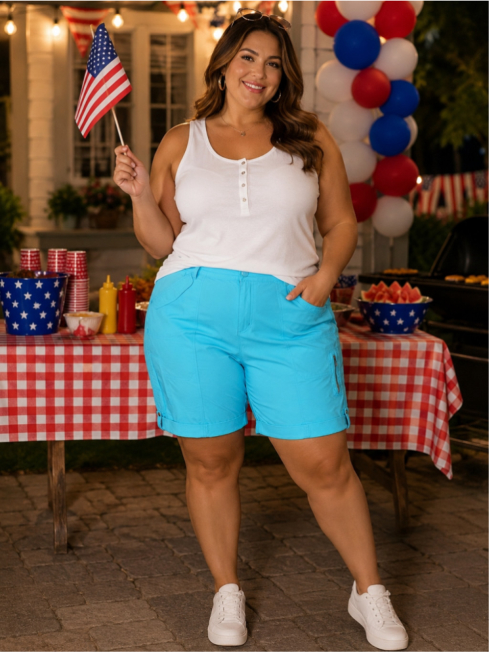 Caribbean Joe Blue Cargo Shorts Women’s Plus Size 18W